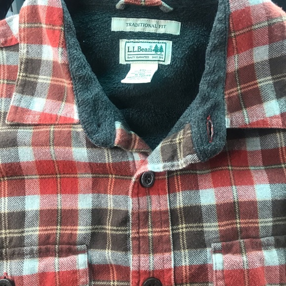 L.L. Bean Fleece Lined Flannel Button Down - Picture 4 of 5